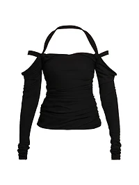 Crêpe Gathered Off-the-Shoulder Top
