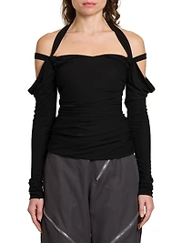 Crêpe Gathered Off-the-Shoulder Top