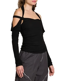 Crêpe Gathered Off-the-Shoulder Top