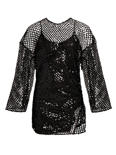 Sequined Mesh Minidress
