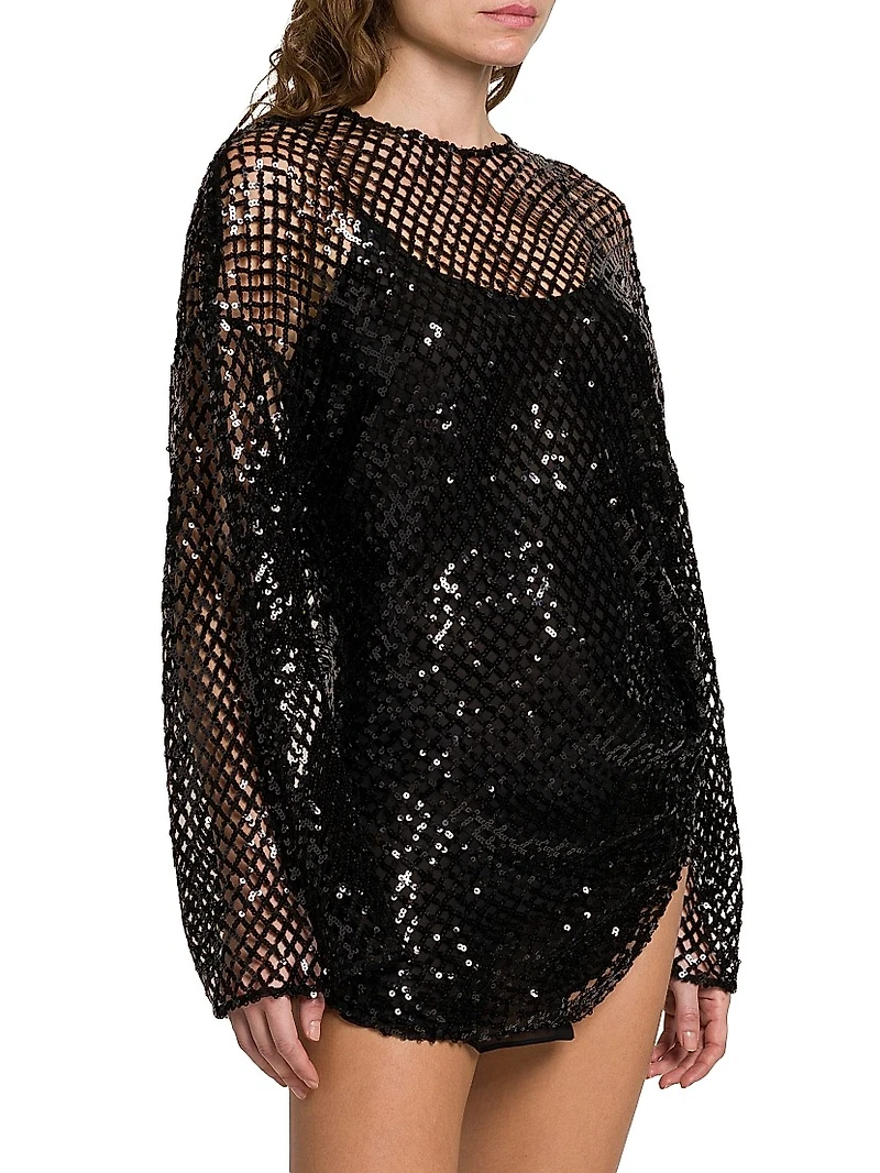 Sequined Mesh Minidress
