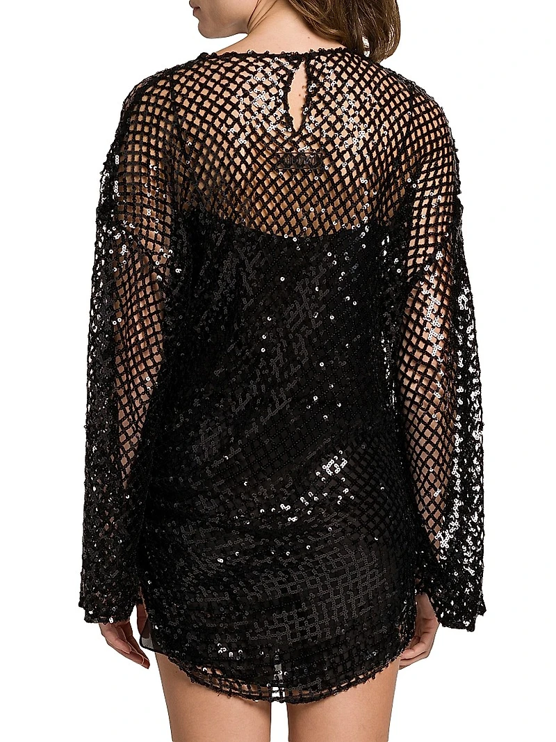 Sequined Mesh Minidress