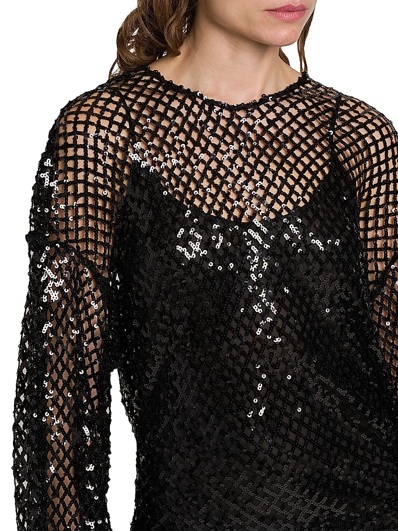 Sequined Mesh Minidress
