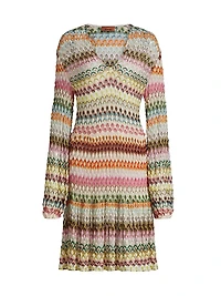 Raschel Lace Chevron Long-Sleeve Dress