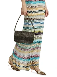 Raschel Lace Chevron Flutter-Sleeve Maxi Dress