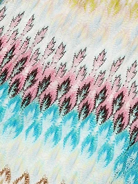 Raschel Lace Chevron Flutter-Sleeve Maxi Dress