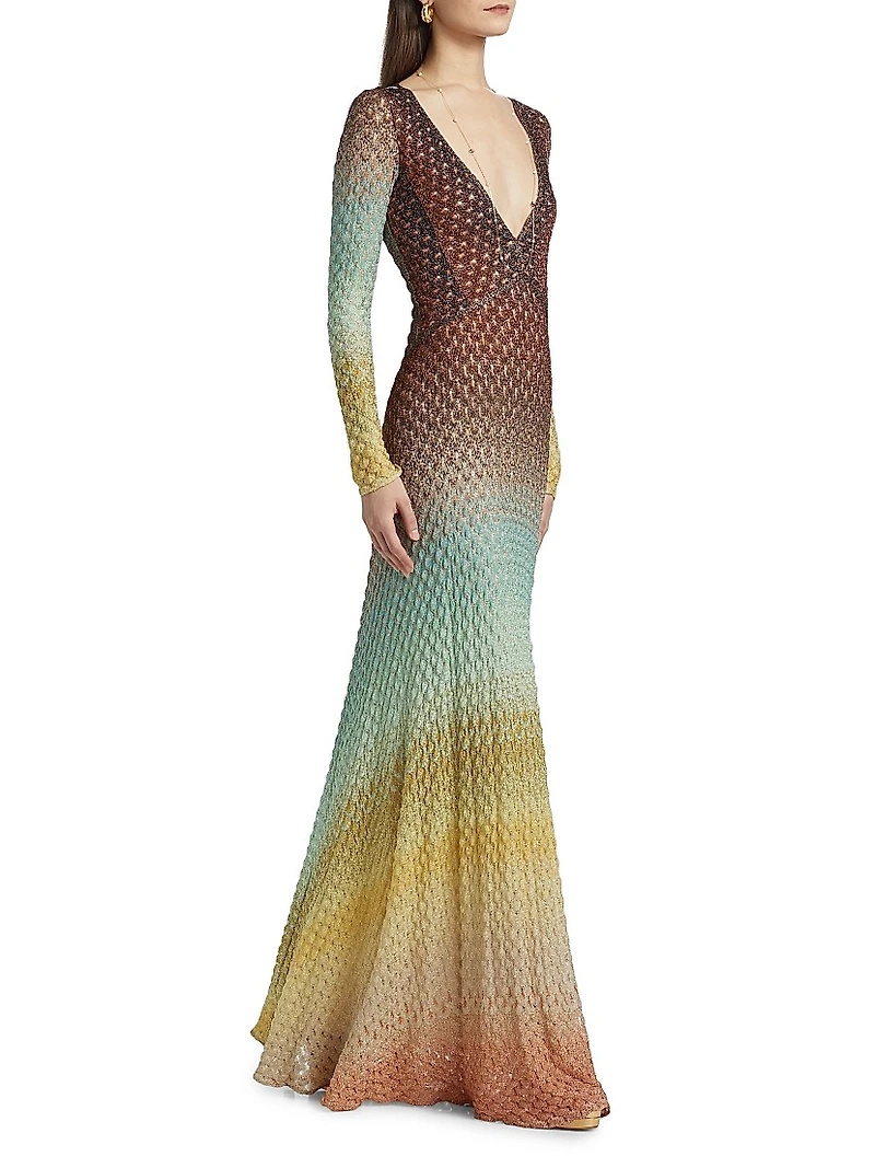 Raschel Lace Degradé Maxi Dress
