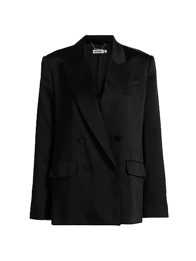 Norah Satin Double-Breasted Blazer