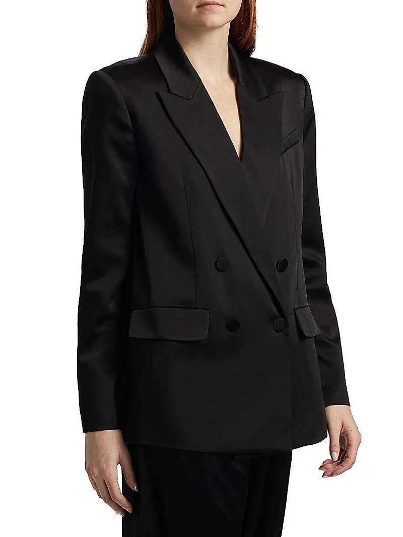 Norah Satin Double-Breasted Blazer
