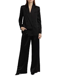 Norah Satin Double-Breasted Blazer