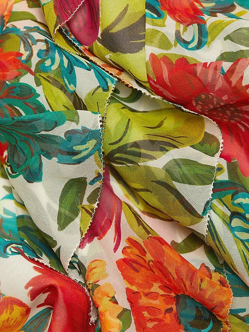 Fleur Floral Silk Sleeveless Midi Dress