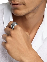 Chevron Signet Ring Sterling Silver, 18MM