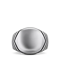 Chevron Signet Ring Sterling Silver, 18MM
