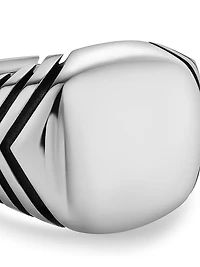 Chevron Signet Ring Sterling Silver, 18MM