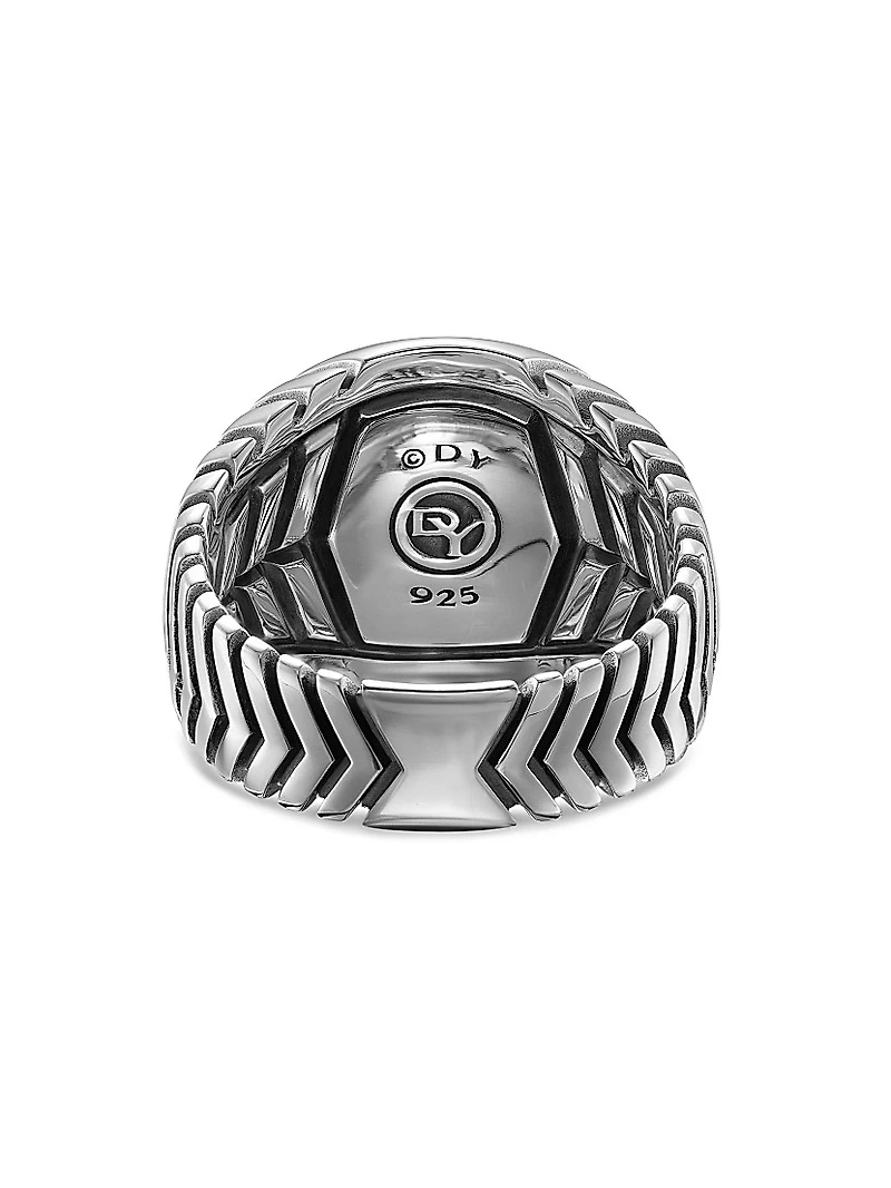 Chevron Signet Ring Sterling Silver, 18MM