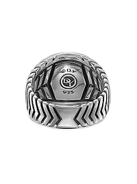 Chevron Signet Ring Sterling Silver, 18MM