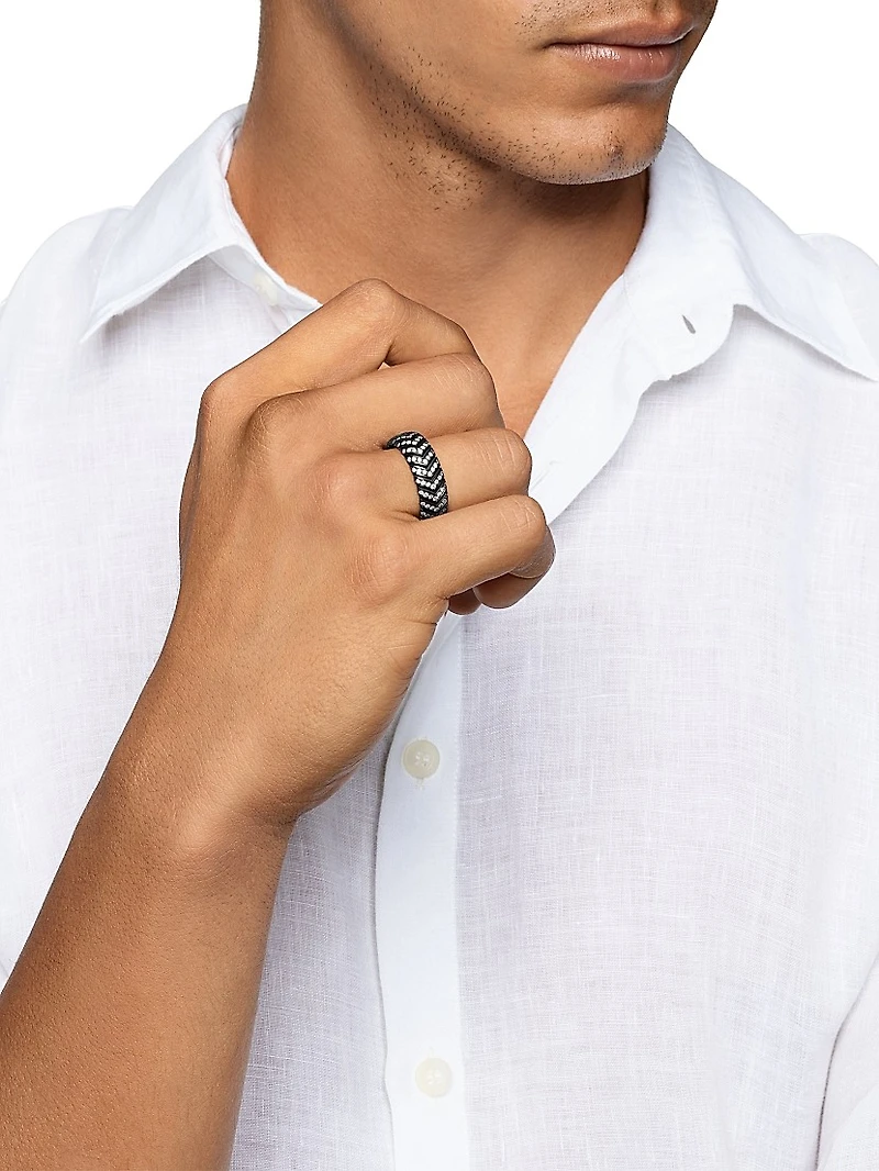 Chevron Band Ring Black Titanium