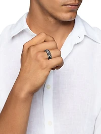 Chevron Band Ring Black Titanium