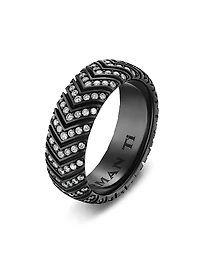 Chevron Band Ring Black Titanium