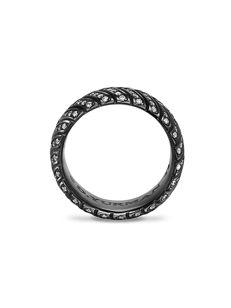 Chevron Band Ring Black Titanium