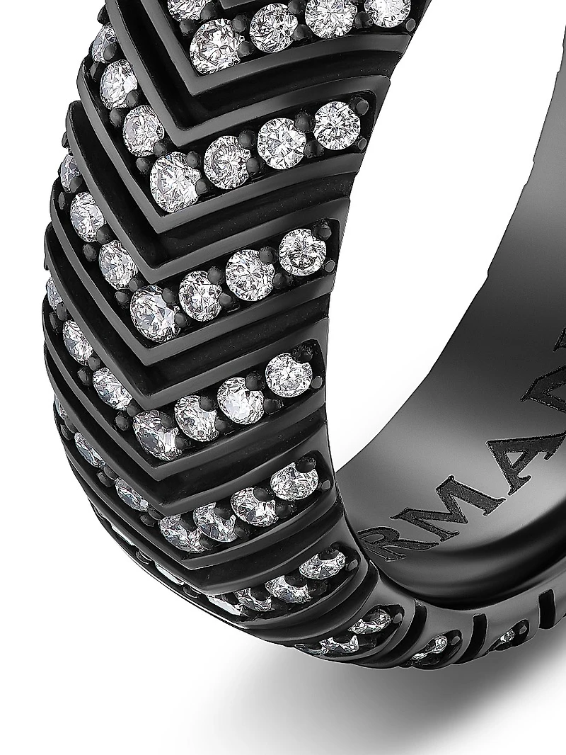Chevron Band Ring Black Titanium