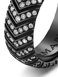 Chevron Band Ring Black Titanium