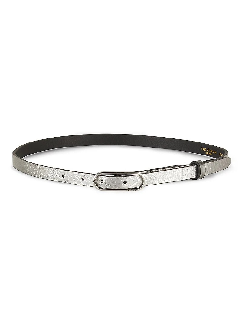 Slim Metallic Leather Belt