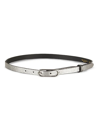 Slim Metallic Leather Belt