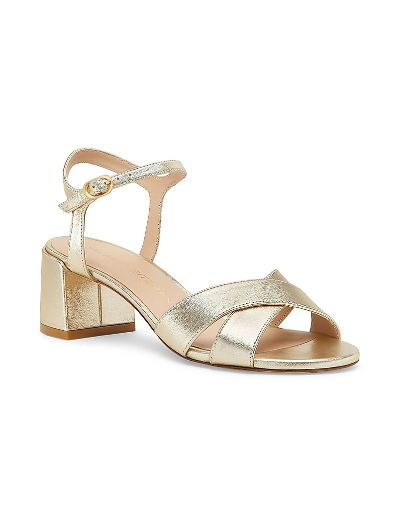 Dayna Metallic Leather Buckle Sandals