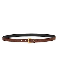 Cassandre Thin Belt Crocodile-Embossed Leather