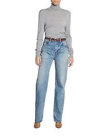 Cassandre Thin Belt Crocodile-Embossed Leather