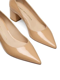 Power 50MM Leather Block-Heel Pumps