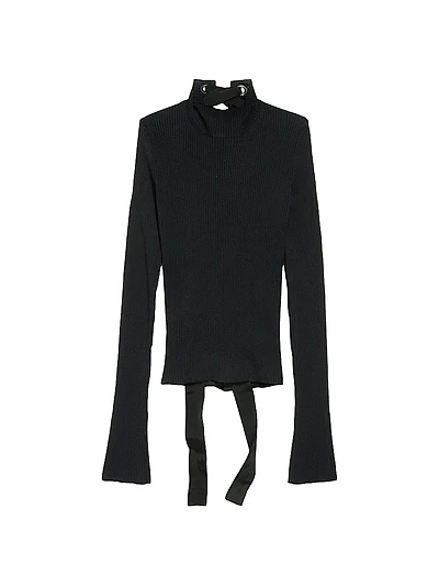 Lace-Up Fitted Turtleneck