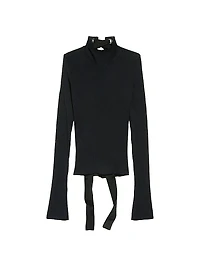 Lace-Up Fitted Turtleneck