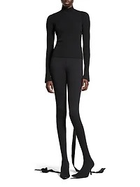 Lace-Up Fitted Turtleneck