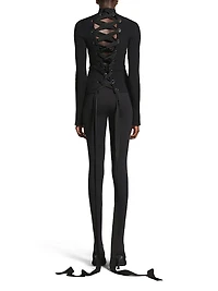 Lace-Up Fitted Turtleneck