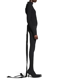 Lace-Up Fitted Turtleneck