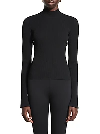 Lace-Up Fitted Turtleneck