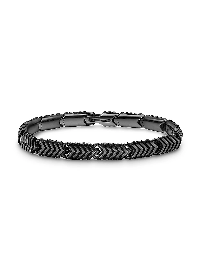 Chevron Link Bracelet Black Titanium, 7.6MM