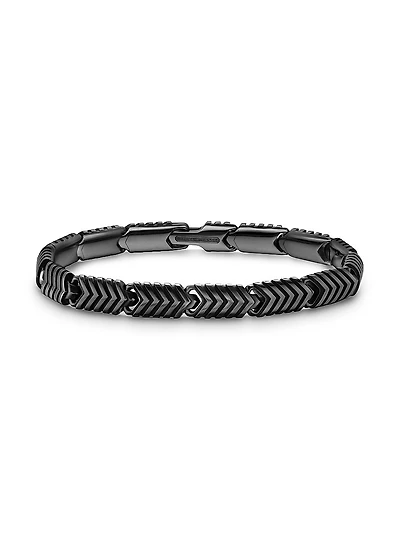 Chevron Link Bracelet Black Titanium, 7.6MM