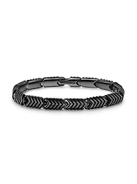 Chevron Link Bracelet Black Titanium, 7.6MM