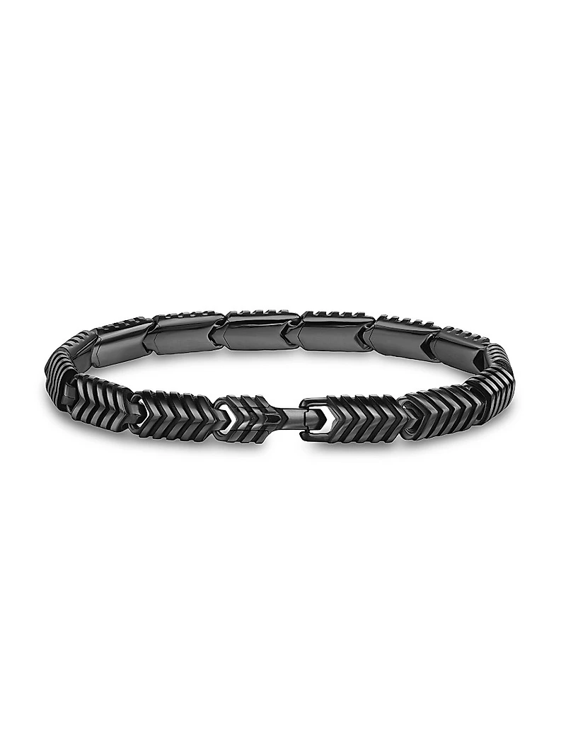 Chevron Link Bracelet Black Titanium, 7.6MM