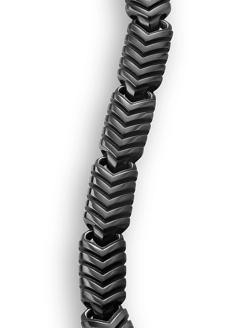 Chevron Link Bracelet Black Titanium, 7.6MM