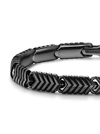 Chevron Link Bracelet Black Titanium, 7.6MM