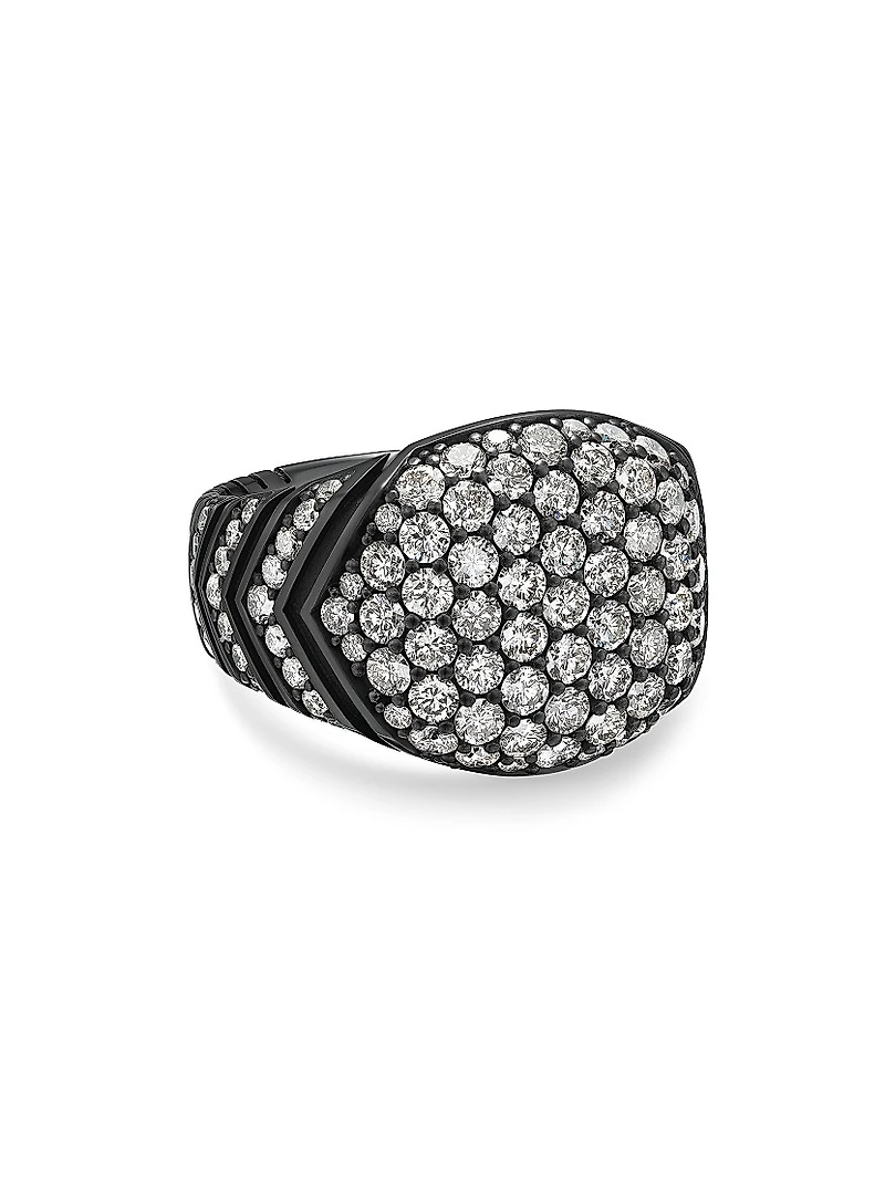 Chevron Signet Ring Black Titanium