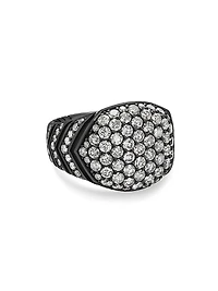 Chevron Signet Ring Black Titanium