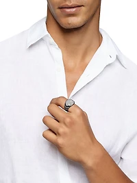 Chevron Signet Ring Black Titanium