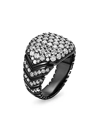 Chevron Signet Ring Black Titanium