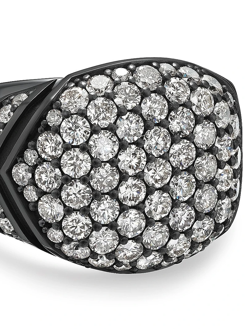 Chevron Signet Ring Black Titanium