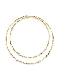 DY Madison Pavé Bead Station Necklace in 18K Yellow Gold, 3MM